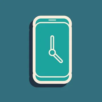 Green Alarm clock app smartphone interface icon isolated on green background. Stockillustratie