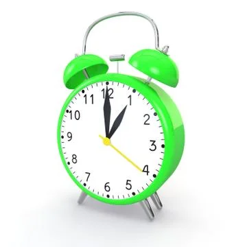 Green alarm clock on an isolated background Stock Illustration