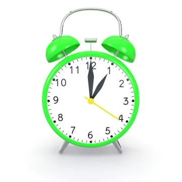 Green alarm clock on an isolated background Stock Illustration