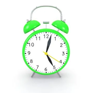 Green alarm clock on an isolated background Stock Illustration