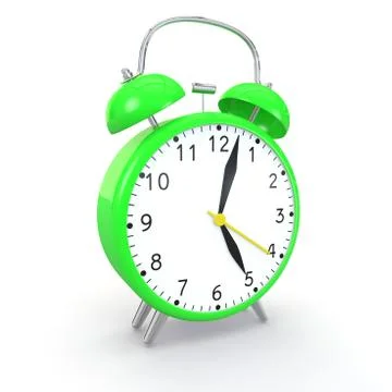 Green alarm clock on an isolated background Stock Illustration
