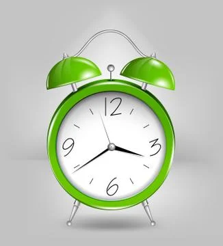 Green alarm clock. Vector Illustrazione stock