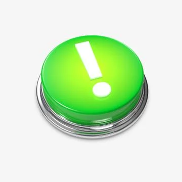 Green alert button exclamation mark glowing Stock Illustration