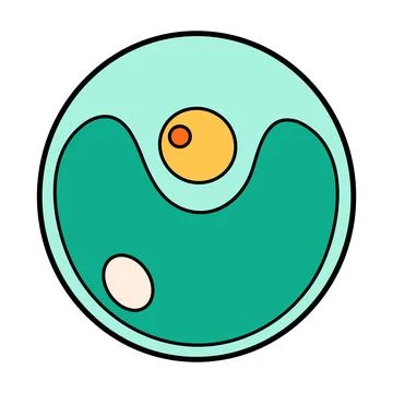 Green Algae Chlorella proteus science icon with nucleus, vacuole, contractile Illustration