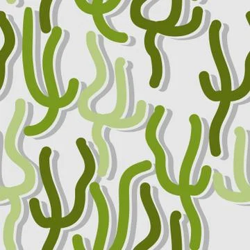 Green algae seamless pattern. Vector background of underwater plants. Stockillustratie
