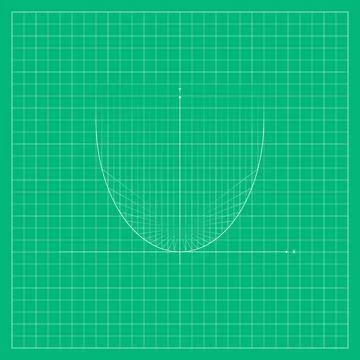 Green algebraic graph background featuring a fine square coordinate grid and a Stock Illustration