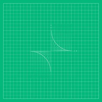 Green algebraic graph background featuring a fine square coordinate grid and Stock Illustration