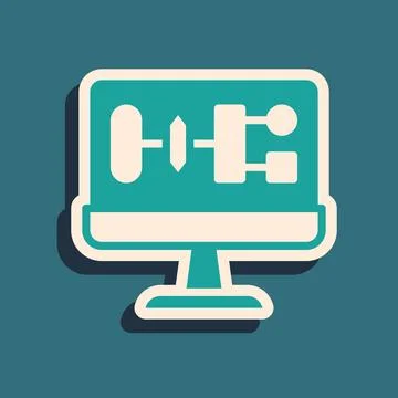 Green Algorithm icon isolated on green background. Algorithm symbol design from Stock Illustration