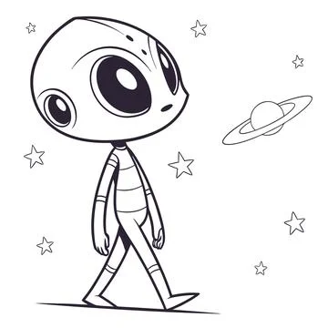 Green Alien Character Flat Vector Art Stock Illustration