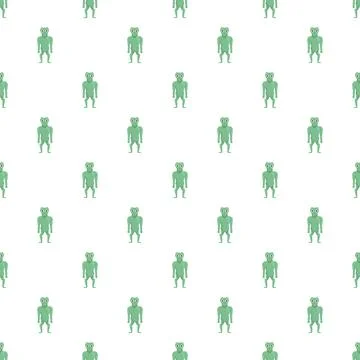 Green alien character standing in a repeating pattern Illustrazione stock