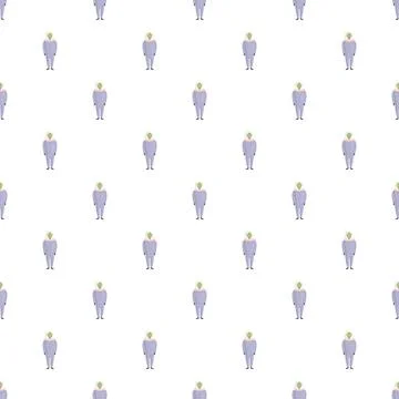 Green alien character wearing space suit seamless pattern Stock Illustration