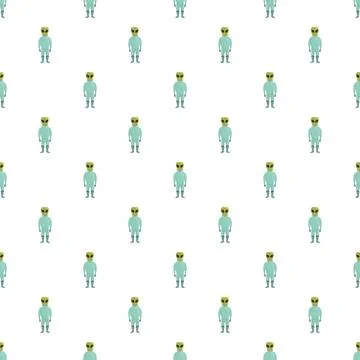 Green alien characters forming a seamless pattern Illustrazione stock