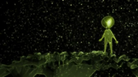 Green Alien in distant galaxy wormhole 4k 3d Stock Footage 303810903