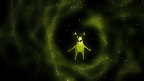 Green Alien in distant galaxy wormhole 4k 3d Stock Footage 308929100