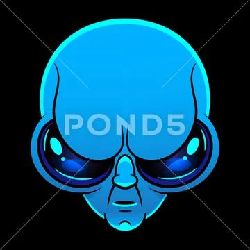 Green alien face emoji. Extraterrestrial humanoid head icon vector ...