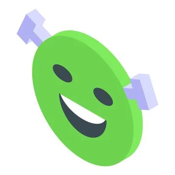 Green alien face showing a large smile with antennas on head Stock Illustration