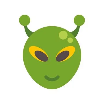 Green alien face smiling extraterrestrial character icon Stock Illustration