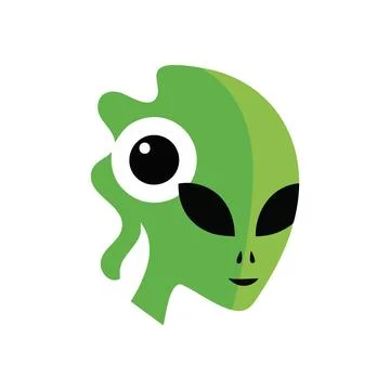 (Green Alien Head Character Art. Stylized emerald extraterrestrial visage. .. Stock Illustration