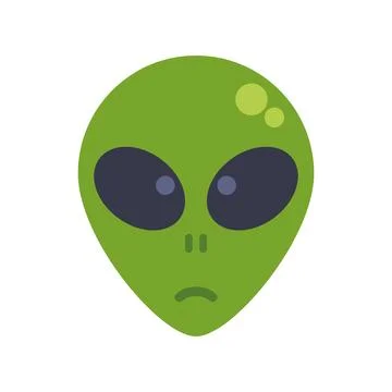 Green alien head character isolated on white Stock Illustration