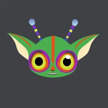 Green alien head icon logo vector illustration 库存插图