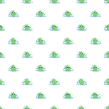 Green alien heads in clear bubble repeating pattern Illustrazione stock