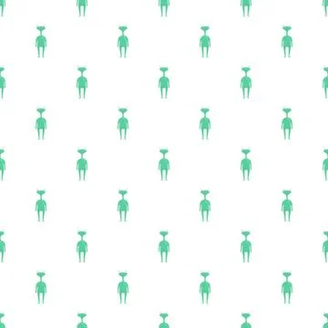 Green alien humanoid characters repeating pattern background 스톡 일러스트