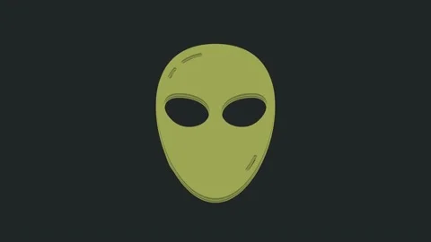 Green Alien icon isolated on black background. Extraterrestrial alien face or Stock Footage 235514113