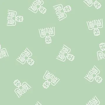 Green alien line seamless pattern Illustrazione stock