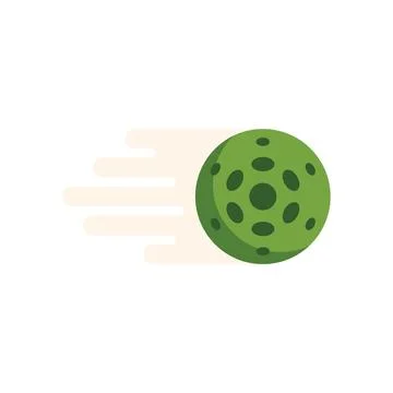 Green alien planet moving fast leaving dust cloud Stock Illustration