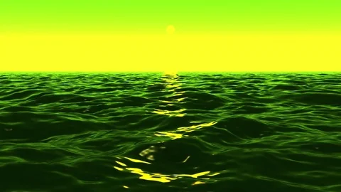 Green Alien Sea Surface Waves Motion Background Loop 1 Stock Footage 77322199