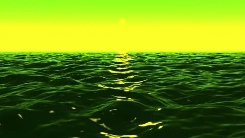Green Alien Sea Surface Waves Motion Background Loop 2 Stock Footage 77322462