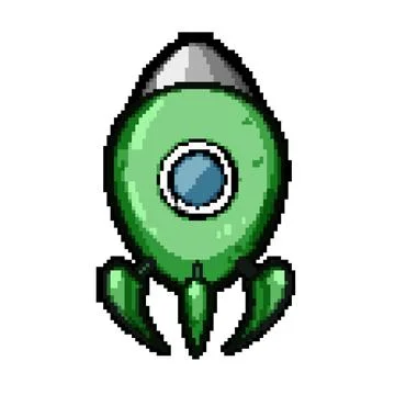 Green alien spaceship rocket navigating interstellar travel 库存插图