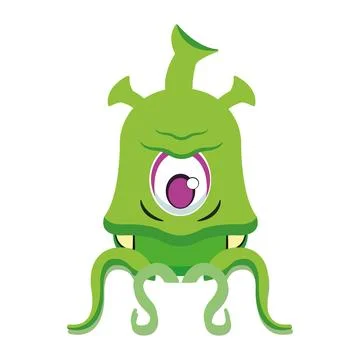 Green alien with tentacles. Vector Stock Illustration