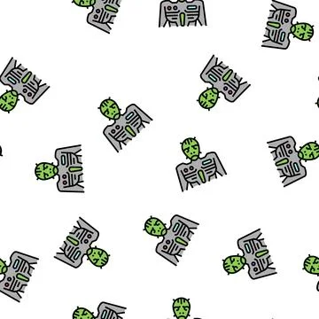 Green alien vector seamless pattern Stockillustratie