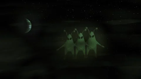 Green Aliens in distant galaxy 4k 3d Stock Footage 307833645