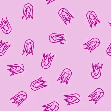 Green aloe vera line vector seamless pattern Stock Illustration