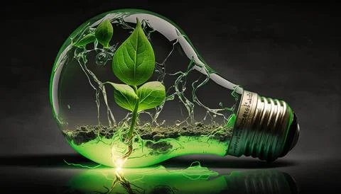 Green alternative energy. Generated AI Stock Illustration