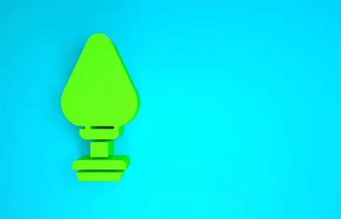 Green Anal plug icon isolated on blue background. Butt plug sign. Fetish acce Stock Illustration
