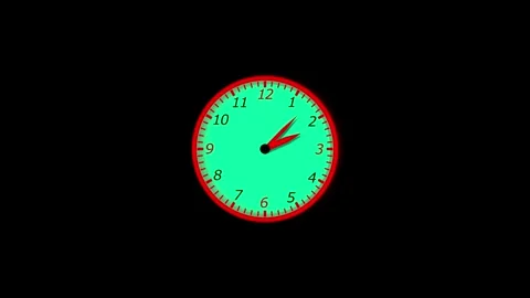Green Analog Clock Time Animation Stock Footage 343387378