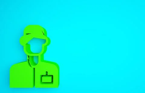 Green Analyst engineer icon isolated on blue background. Minimalism concept.  Stock Illustration