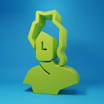 Green Ancient bust sculpture icon isolated on blue background. Minimalism c.. Stock Illustration