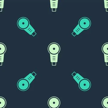 Green and beige Angle grinder icon isolated seamless pattern on blue backgr.. Stock Illustration