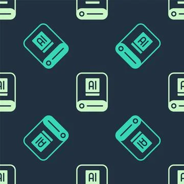 Green and beige Artificial intelligence AI icon isolated seamless pattern on イラスト素材