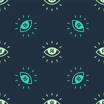 Green and beige Artificial intelligence AI icon isolated seamless pattern o.. 스톡 일러스트