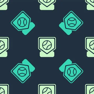 Green and beige Baseball base icon isolated seamless pattern on blue background イラスト素材