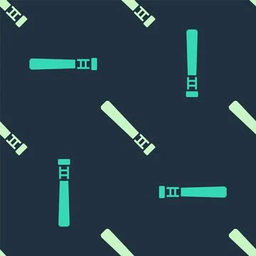 Green and beige Baseball bat icon isolated seamless pattern on blue background Stockillustratie