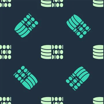 Green and beige Binary code icon isolated seamless pattern on blue background Stock Illustration