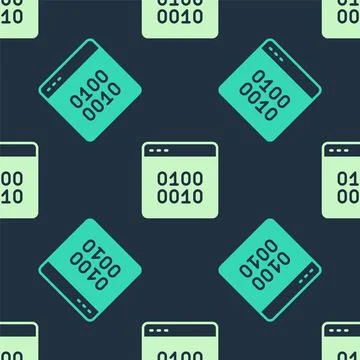 Green and beige Binary code icon isolated seamless pattern on blue backgrou.. Stock Illustration