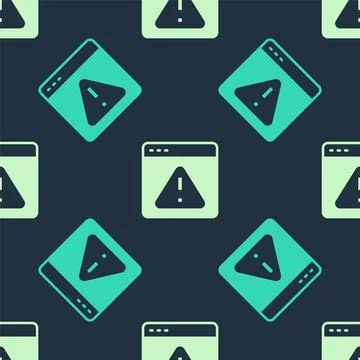 Green and beige Browser with exclamation mark icon isolated seamless pattern on Stockillustratie