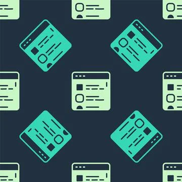 Green and beige Browser files icon isolated seamless pattern on blue background Stock Illustration
